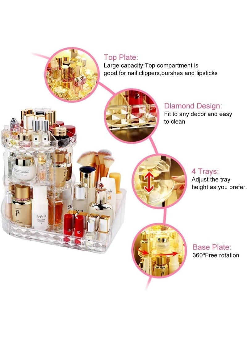 360-degree rotating makeup organizer, adjustable-level perfume organizer shelf, large-capacity transparent cosmetic box - Image 3